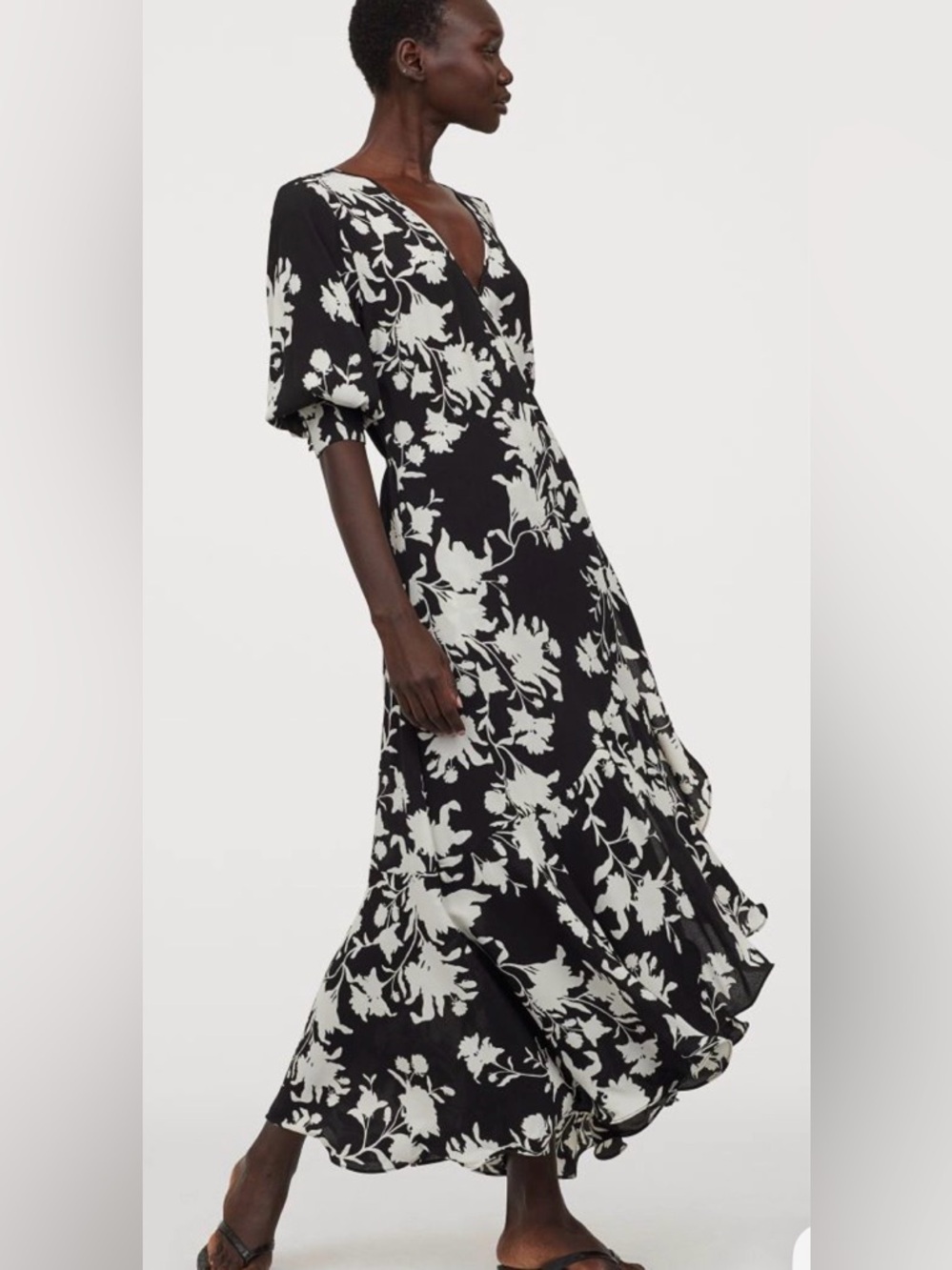 Johanna Ortiz For H&M and White Floral V-Neck Maxi Dress